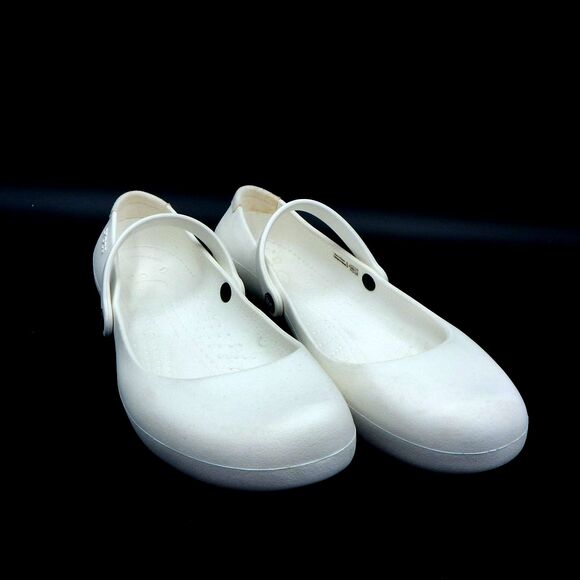 Crocs Alice White Mary Jane Women 8 Work Shoe Slip On Flats - Picture 1 of 12